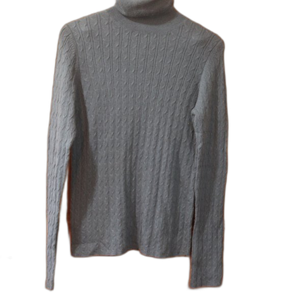 Banana Republic Cotton Angora Cable Knit Slate Blue Turtleneck LG